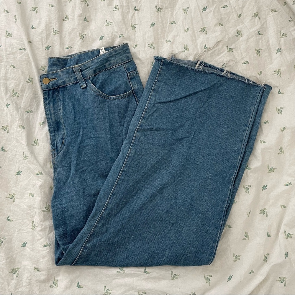 SHEIN - High Waist Wide Leg Jeans DIY Raw Hem
